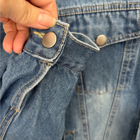Women's Blue Denim Momcore Jacket with “Mama” Chenille Varsity Letters, Sz M - Picture 8 of 12
